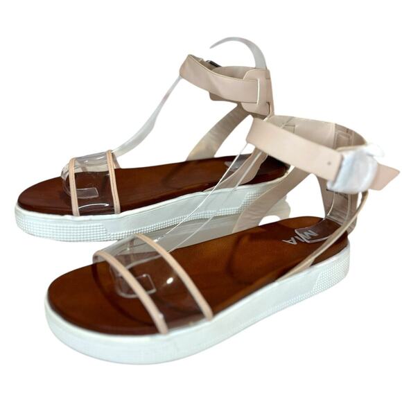 MIA Ellen Clear‎ Toe Strap Blush Ankle Strap White Sole Sandals Womens Size 7.5M - Picture 1 of 8